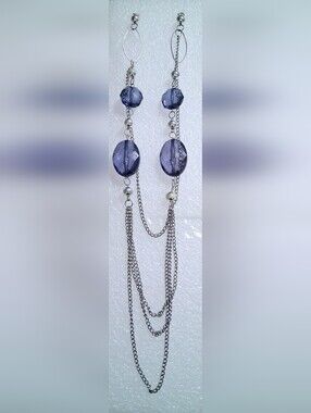Silver-Tone Purple Stone Multi-Chain Necklace